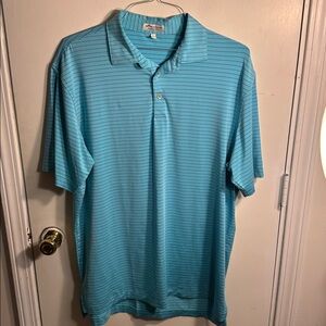 Peter Millar Summer Comfort Teal and Purple Striped Polo Men’s size Large